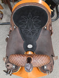 Double J Brittany Pozzi Barrel Saddle 15" Cross Dot Floral