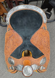 Used Dale Chavez Show Saddle w/ Two Toned Silver - 16" Medium