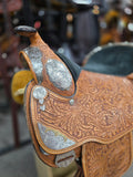 Used Dale Chavez Show Saddle w/ Two Toned Silver - 16" Medium