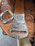 Used Dale Chavez Show Saddle w/ Two Toned Silver - 16" Medium