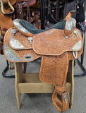 Used Dale Chavez Show Saddle w/ Two Toned Silver - 16" Medium