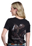 Tin Haul Womens Running Horses Collage On Back Tee