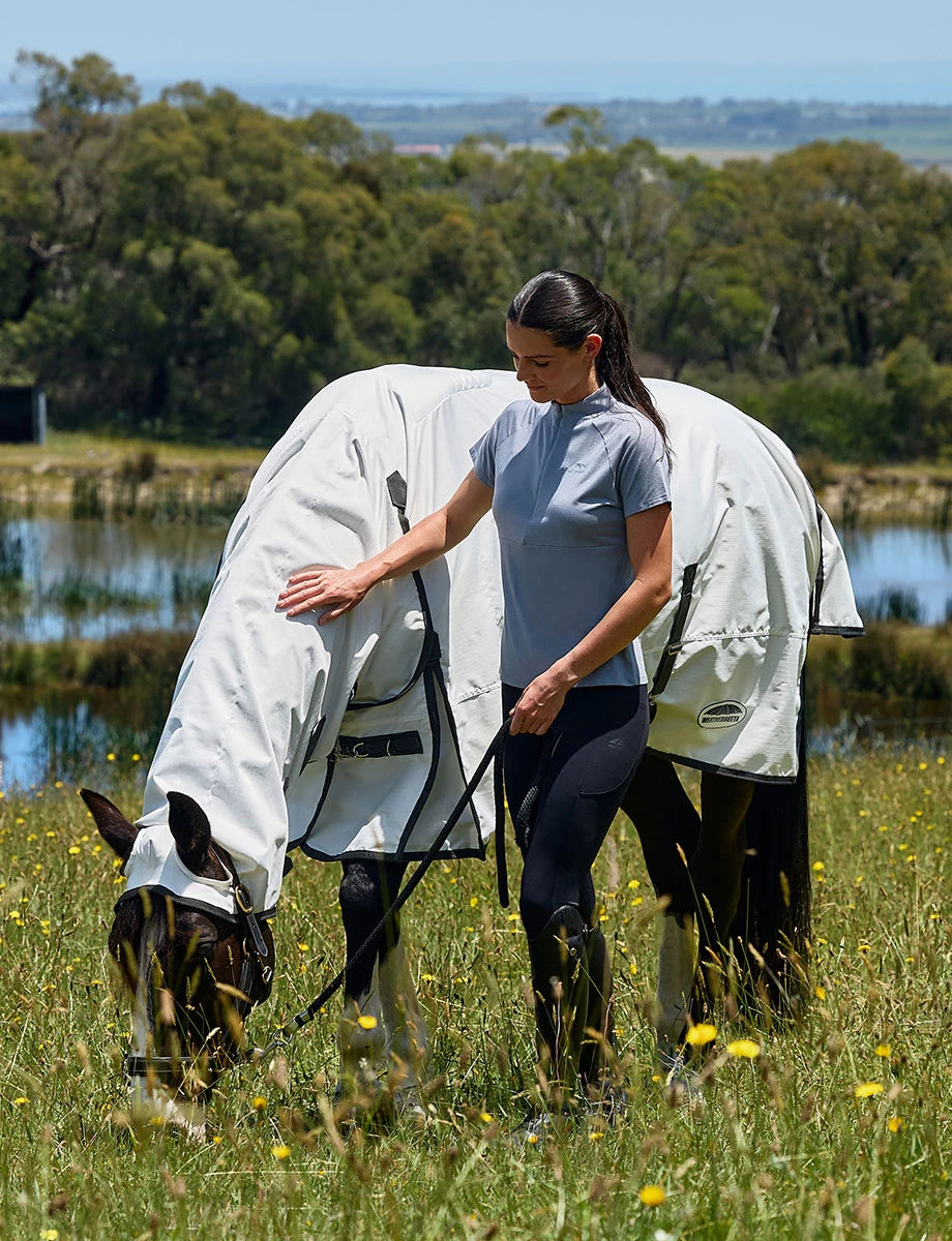 Weatherbeeta ComFiTec Sweet Itch Shield Fly Sheet Combo - White/Charcoal