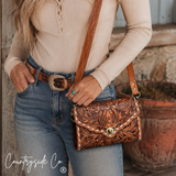 Countryside Co. Stampede Double Horseshoe Tooled Leather Purse Crossbody