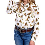 Roper Girls Racers Printed Rayon Long Sleeve Western Shirt