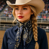 Rodeo Drive Royal Blue & Cream Paisley Wild Rag - Western Scarf