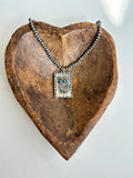 Boho Ranch Shop Western Rectangle Pendant Navajo Pearl Bead Necklace
