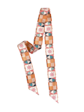 Tirzah Lane Art Vintage Patchwork Twilly Scarf: Western Satin Chiffon Hair & Neck Scarf