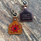 Countryside Co. Cowtag Tooled Flower Keychain