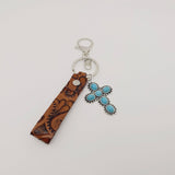 Mio Queena Leather Western Style Turquoise Pendant Keychains  - WJ