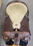 Double J Brittany Pozzi Barrel Racer - Pozzi Floral and Feather 1/2 Tooled