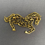Mio Queena Rhinestone Inlaid Hollow Design Horse Brooch