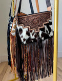 Boho Ranch Shop DIXIE CROSSBODY cowhide Western Tooled Leather fringe purse