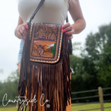 Texas Western Cowhide Bags and More Prairie Sky Tooled Leather Purse