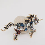Mio Queena Colourful Rhinestone Galloping Horse Brooch