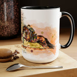 All Designs Equine Eventing Horse Trainer Watercolor Two Toned Mug