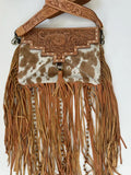 Boho Ranch Shop DIXIE CROSSBODY cowhide Western Tooled Leather fringe purse