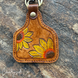 Countryside Co. Cowtag Tooled Flower Keychain