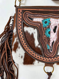 Boho Ranch Shop THE CAROLINE CROSSBODY steer longhorn - cowhide purse bag