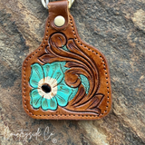 Countryside Co. Cowtag Tooled Flower Keychain