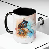 All Designs Equine Dressage Horse Half Pass Horse Watercolor Two Toned Mug
