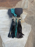 Countryside Co. Cowtag Embossed Leather Keychain with Tassel