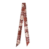 Tirzah Lane Art Rustic Wild Roses Twilly Scarf in Oxblood: Western Floral Satin Chiffon Scarf
