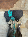 Countryside Co. Cowtag Embossed Leather Keychain with Tassel