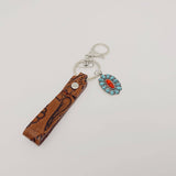 Mio Queena Leather Western Style Turquoise Pendant Keychains  - WJ