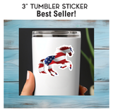 Horse 3" Sticker Waterproof | Patriotic Horse | Cello Sleeve