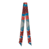 Tirzah Lane Art Frontier Patchwork Twilly Scarf in Rust: Boho Western Cowgirl Silky Scarf