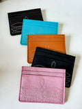 Boho Ranch Shop Western Boot Stitch Leather Credit Card Holder Money holder