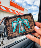 Boho Ranch Shop Thunderbird Western Cowhide Leather Keychain Wallet