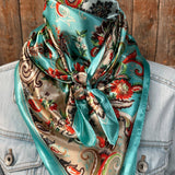 Rodeo Drive Turquoise That So 70's Paisley Wild Rag - Western Scarf