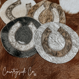 Countryside Co. Horseshoe Cowhide Coaster Set