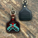 Countryside Co Cowtag Tooled Leather Keychain