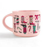 Callie Danielle Christmas Western Cowgirl Boots Large Ceramic Mug