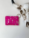Boho Ranch Shop Cowhide Credit Card Holder Keychain - Gift Card holder: Tan + White