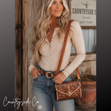 Countryside Co. Stampede Double Horseshoe Tooled Leather Purse Crossbody