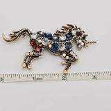 Mio Queena Colourful Rhinestone Galloping Horse Brooch