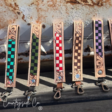 Countryside Co. Bronco Checkered Tooled Leather Wristlet Keychain