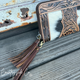 Countryside Co. Adeline Cowhide Tooled Leather Wallet Wristlet