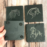 Laser Engraved Horse/Western Slate Coasters - Set of 4