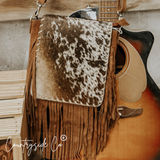 Bessie Cowhide Suede Fringe Womens Purse Crossbody