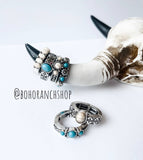 Boho Ranch Shop Western Simple Stretch Ringm- turquoise | white