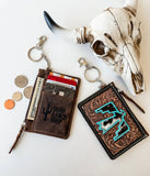Boho Ranch Shop Thunderbird Western Cowhide Leather Keychain Wallet