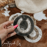 Countryside Co. Horseshoe Cowhide Coaster Set