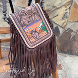 Texas Western Cowhide Bags and More Prairie Sky Tooled Leather Purse