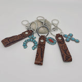 Mio Queena Leather Western Style Turquoise Pendant Keychains  - WJ
