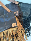 Boho Ranch Shop DIXIE CROSSBODY cowhide Western Tooled Leather fringe purse
